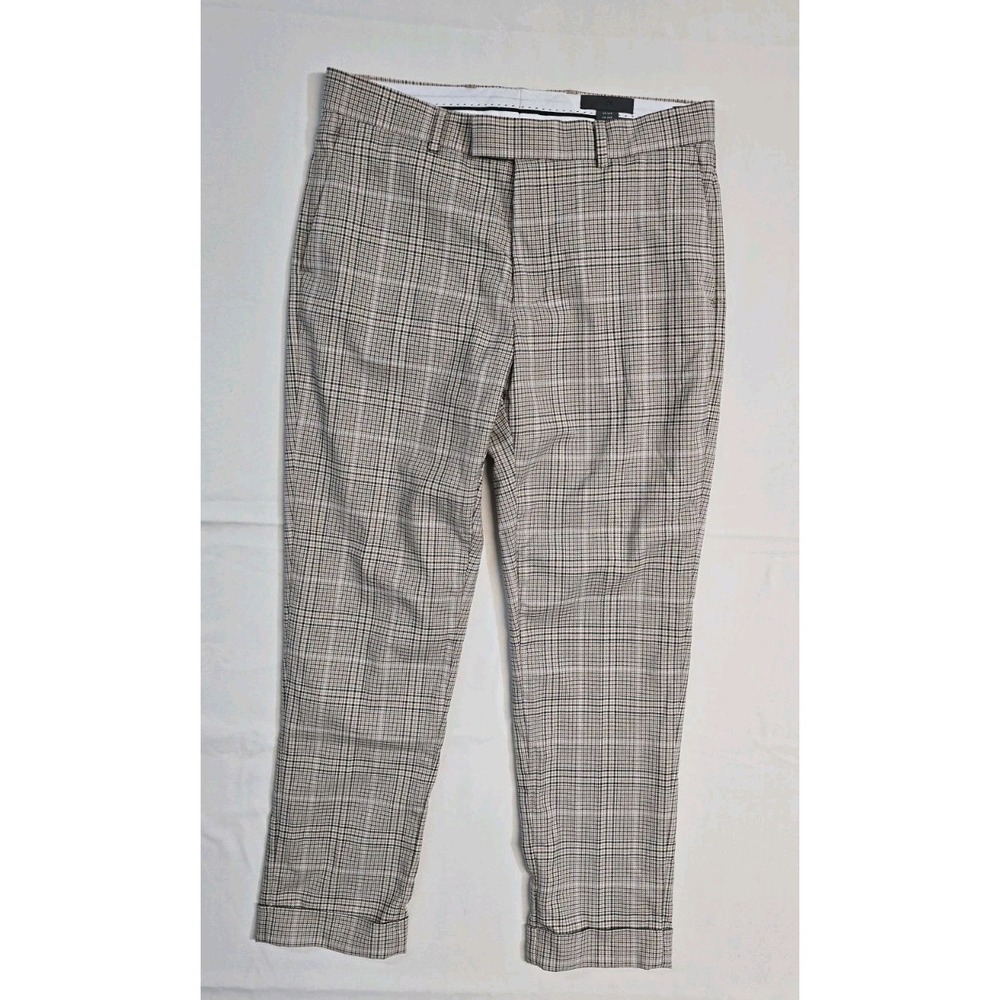H&M Men's Dress Pants 30x26 R Cuffed Brown Plaid Slim Fit